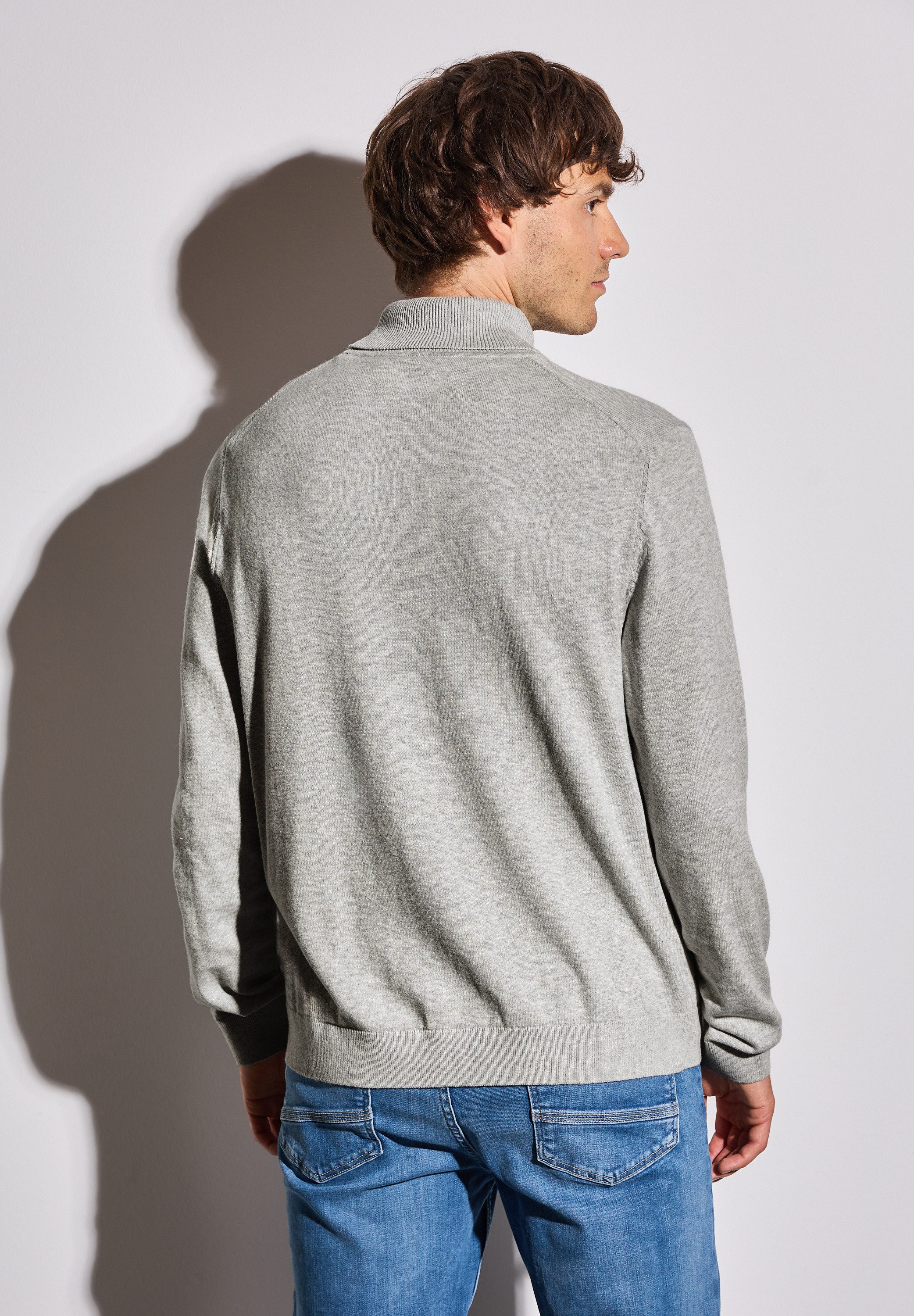 STREET ONE MEN Rollkragenpullover aus reiner Baumwolle günstig online kaufen