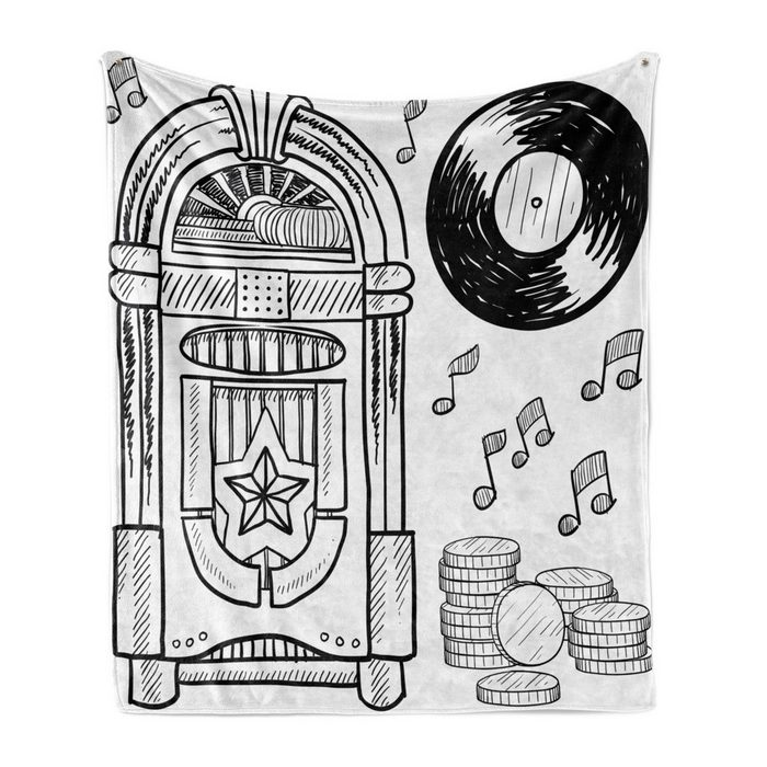 Wohndecke Gemütlicher Plüsch für den Innen- und Außenbereich Abakuhaus Retro Music Box Hinweise Münzen