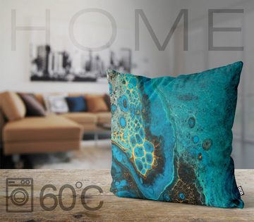 Kissenbezug, VOID (1 Stück), Sofa-Kissen acryl uralt färbe orientalisch ornament malen meer Oberfläche luxus Christal blau grün Stein Natur bunt Wasser Küste Urlaub