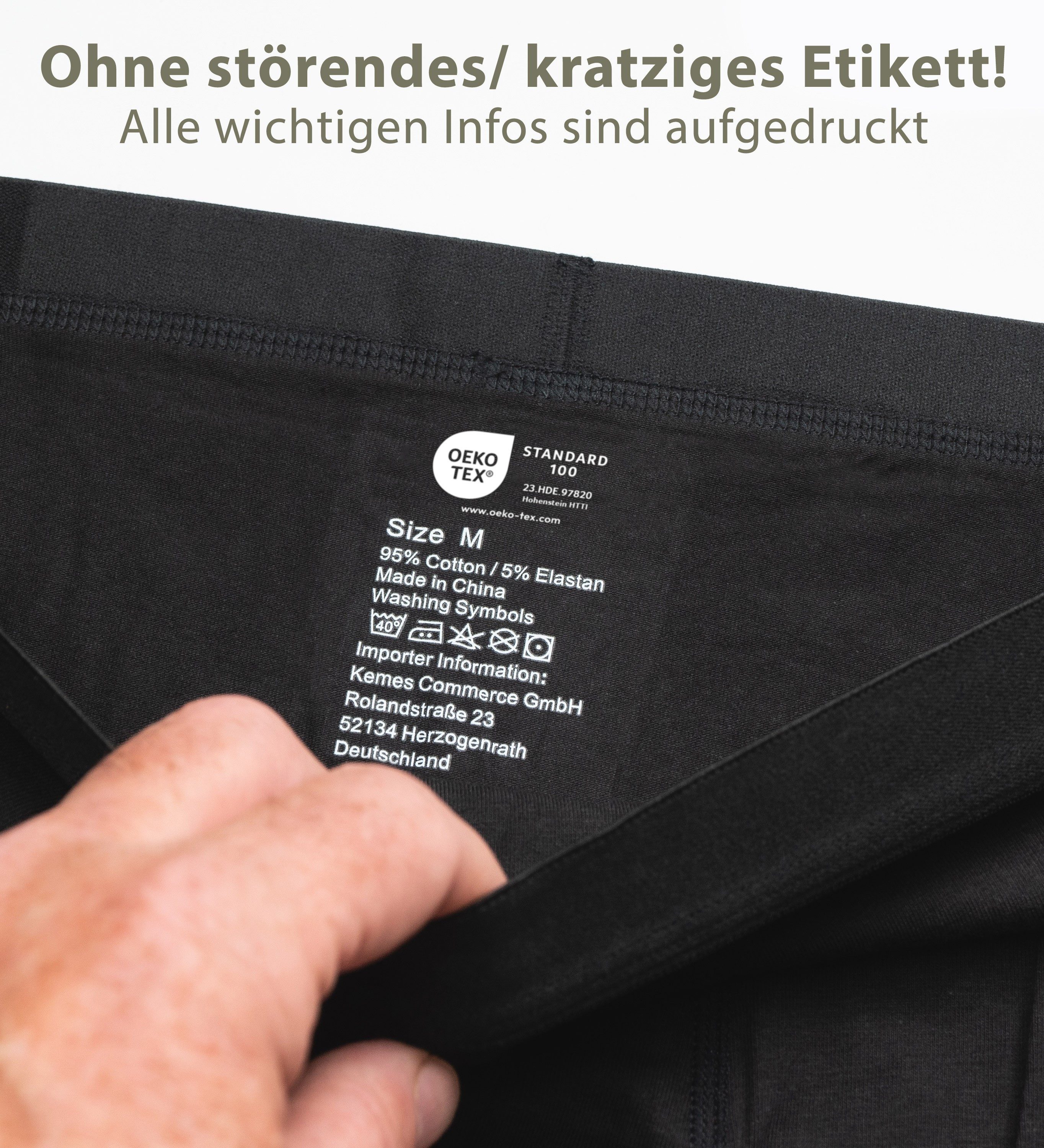 Kemes Boxershorts Herren 10er Pack schwarz Baumwolle Unterhose Unterwäsche Boxershorts (Set, 10er Pack) kein kratzendes Etikett