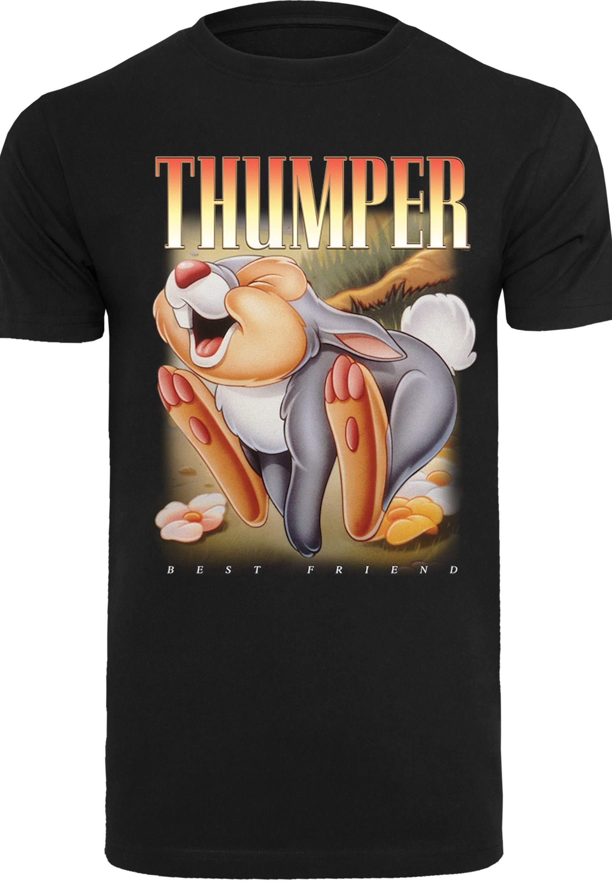 Merch,Regular-Fit,Basic,Bedruckt Klopfer T-Shirt Bambi Disney F4NT4STIC Herren,Premium schwarz