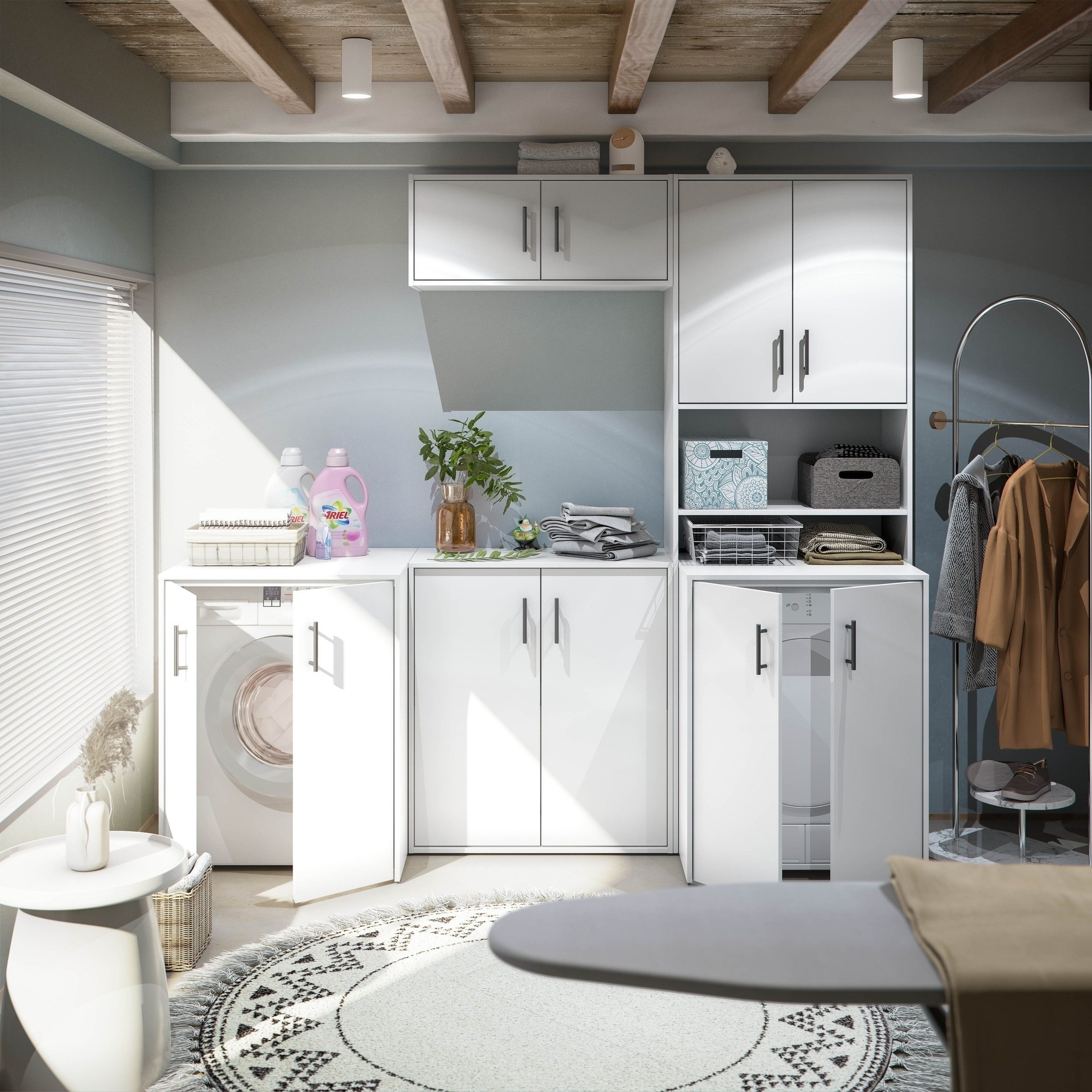 freiraum Mehrzweckschrank-Set LAUNDRY, (5-teilig), (5-teilig) in Artik Weiß - 218x206x40 (BxHxT)