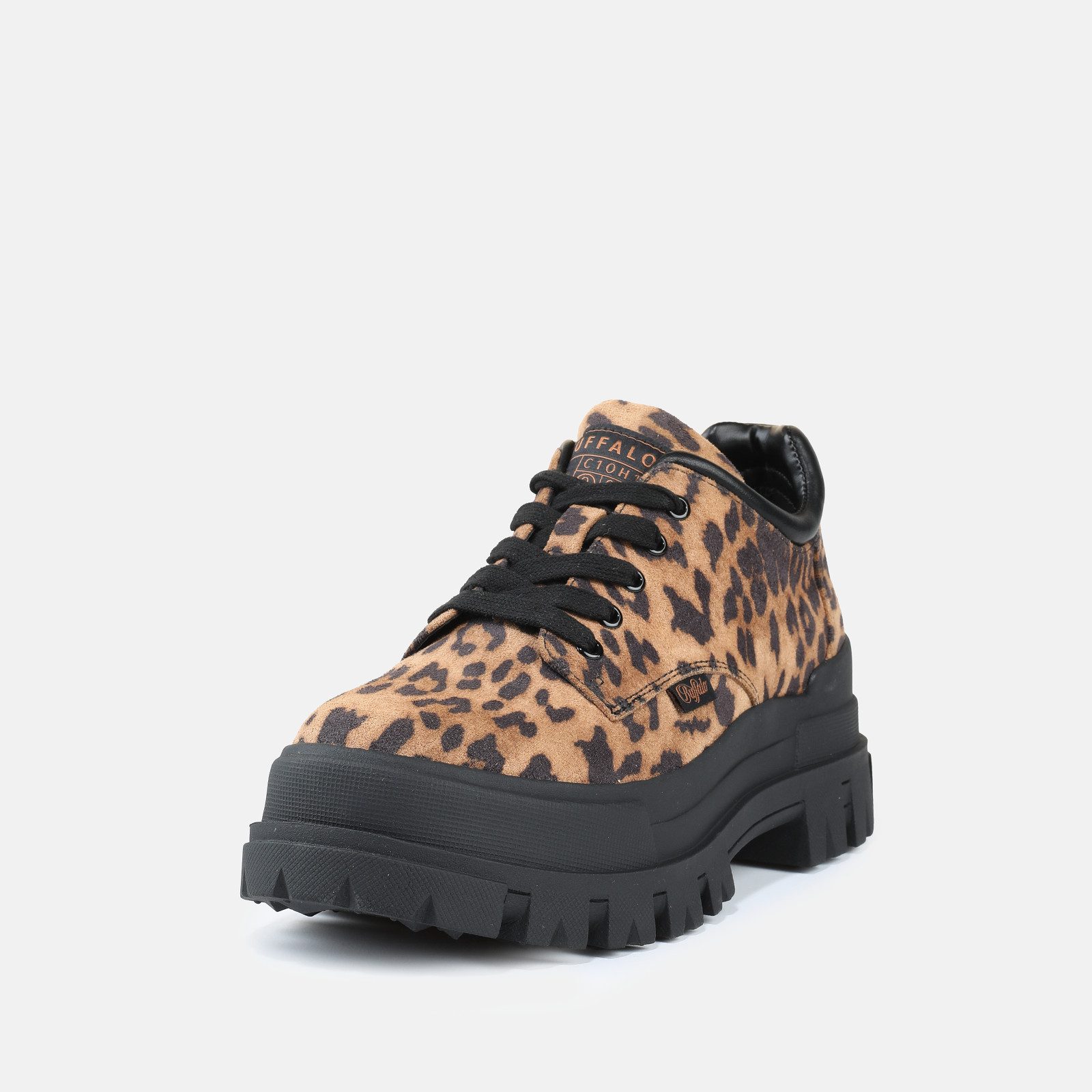 Buffalo ASPHA CLS Schnürschuh Plateauschuh, Halbschuh in trendiger Leo-Optik, mit Profilsohle