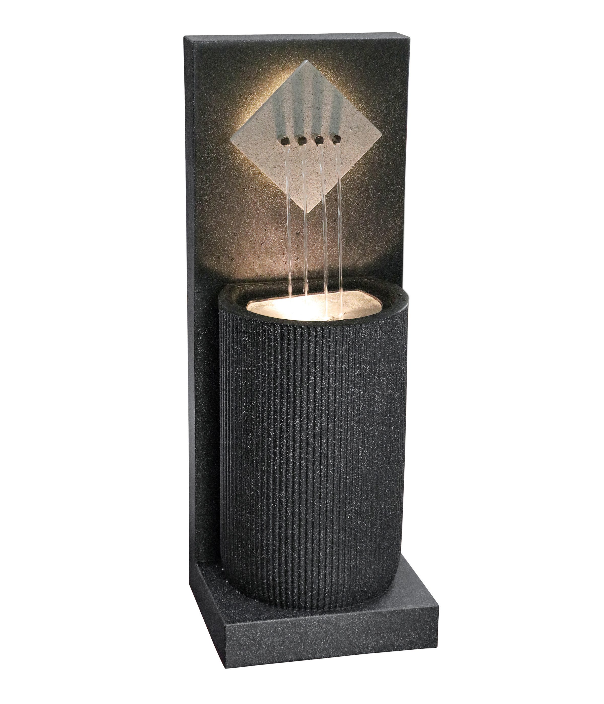 Dehner Gartenbrunnen Triton mit LED Beleuchtung, solarfähig, 96.5 x 36.5 x 33.5 cm, 36,5 cm Breite, wetterbeständiges Polyethylen für den Außenbereich