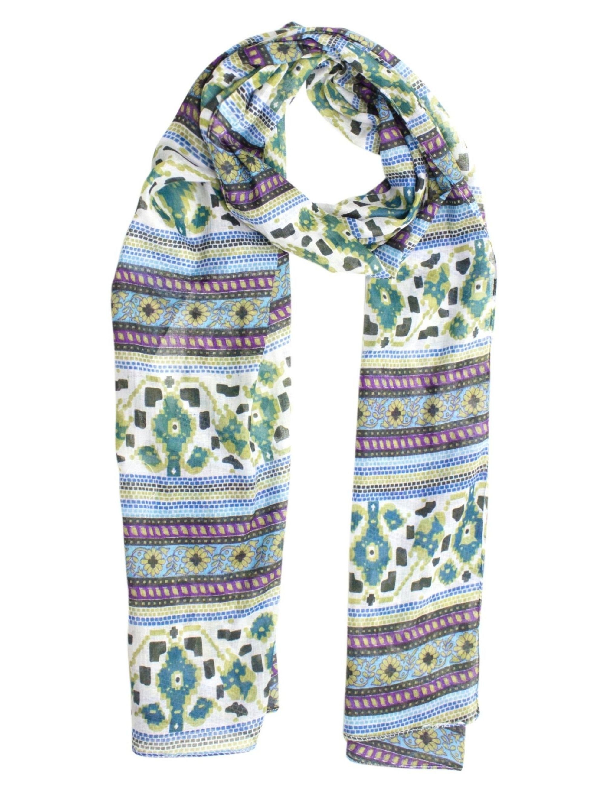 Sunsa Halstuch Damen Schal Tuch. Baumwolle Halstuch. Scarf mit Blumen Aufdruck, Blumen & Abstract Aufdruck