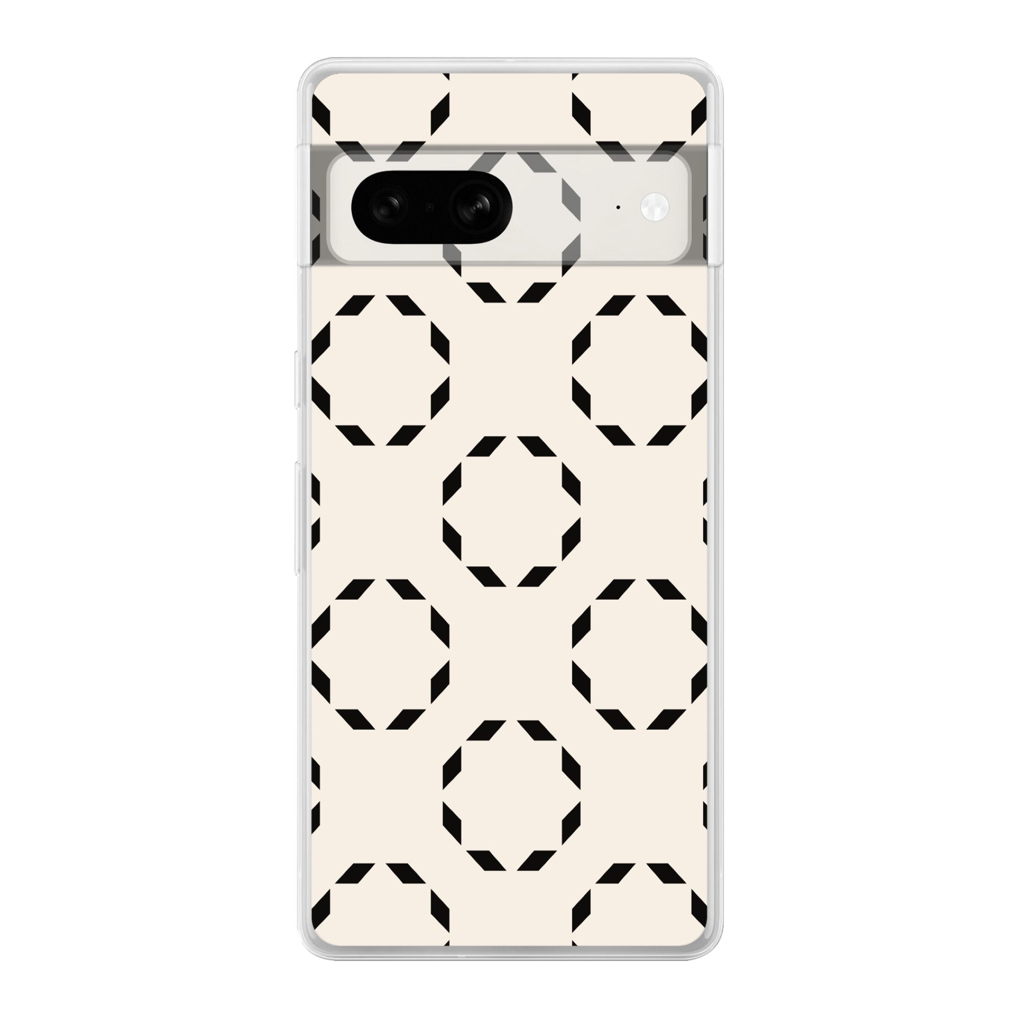 MuchoWow Handyhülle für Google Pixel 7 Kreise - Muster - Schwarz - Beige - Abstrakt, Phone Case, Silikon, Schutzhülle Dünn