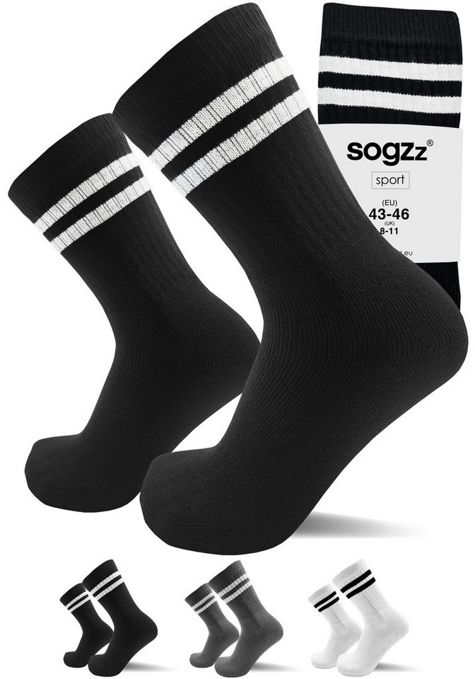sogzz Tennissocken 4-16 Paar Sportsocken Gr. 35-50 Herren Damen Schwarz Weiss Dunkelgrau (Tennis Sport Socken Streifen - Basic Stripes, 8-Paar)