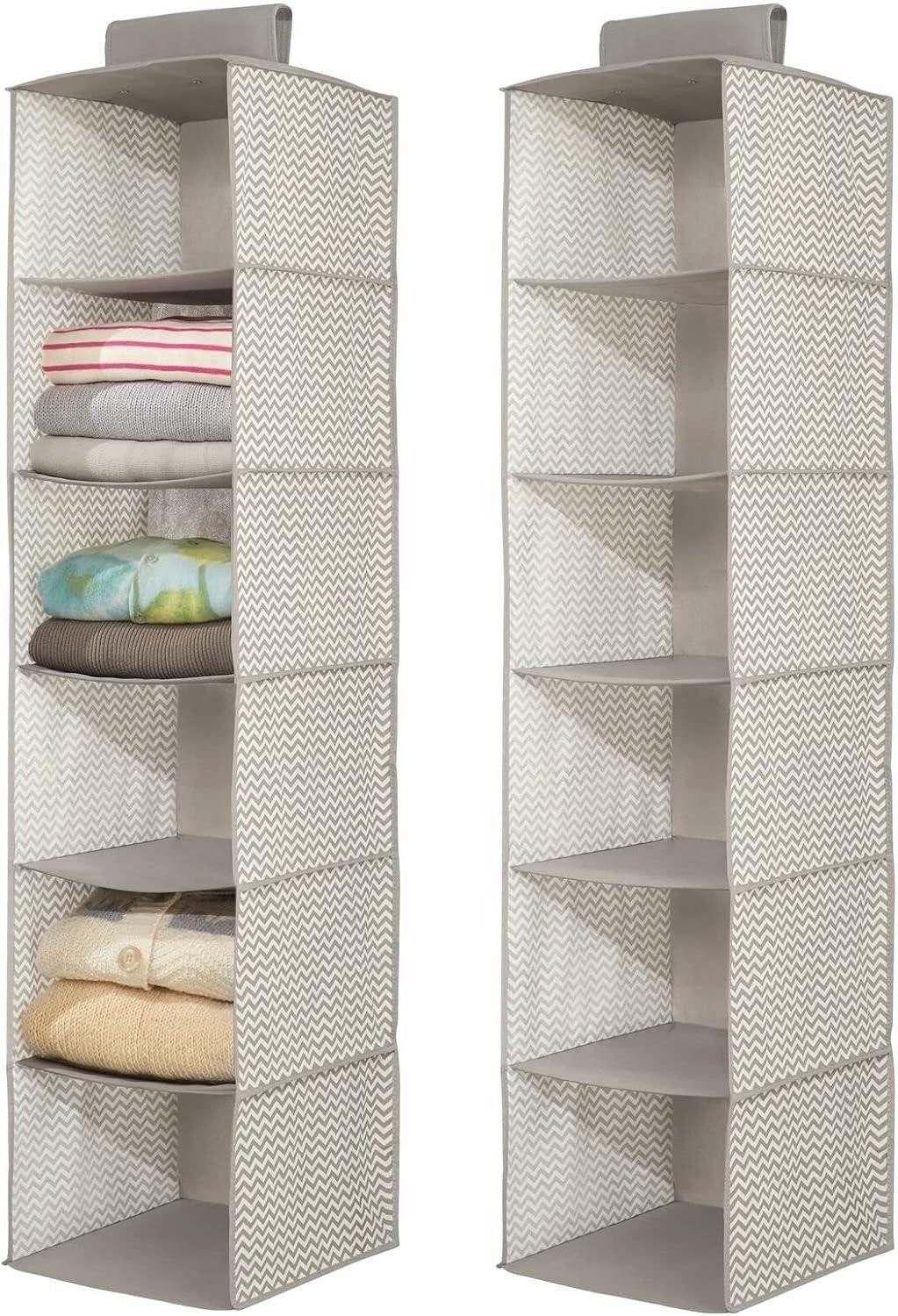 mDesign Aufbewahrungssystem Hängender Stoffschrank Hängeaufbewahrung 2er Set mDesign 6 Böden Tau