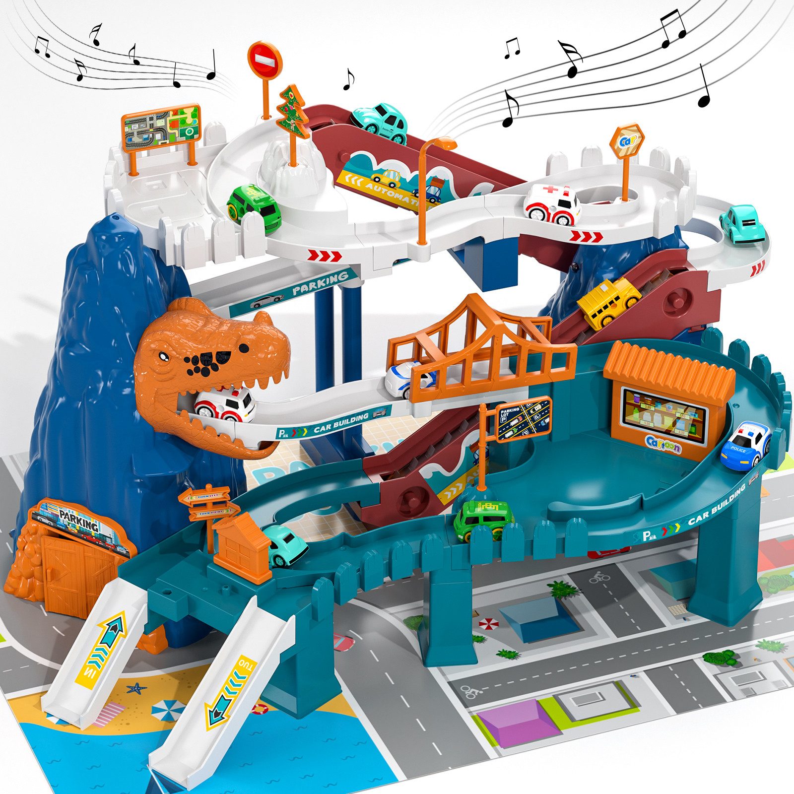 TEMI Spielzeug-Auto Kinder Auto Garage Parken Abenteuer Spielzeug mit 10 Mi günstig online kaufen