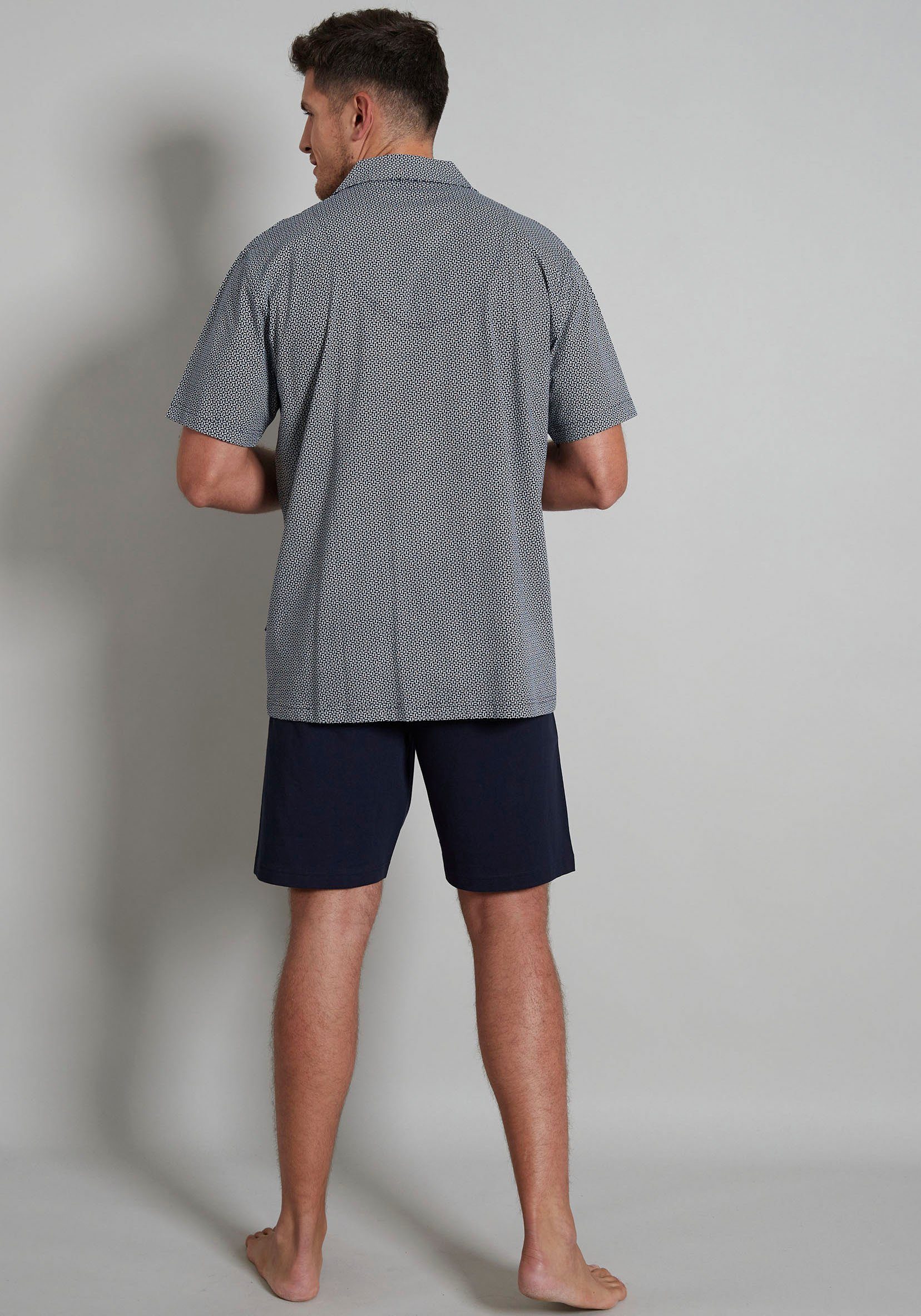 GÖTZBURG Shorty Brooklyn (2 tlg) Kurzarm, V-Ausschnitt, mit Kragen, kurze Hose, Baumwolle, weich