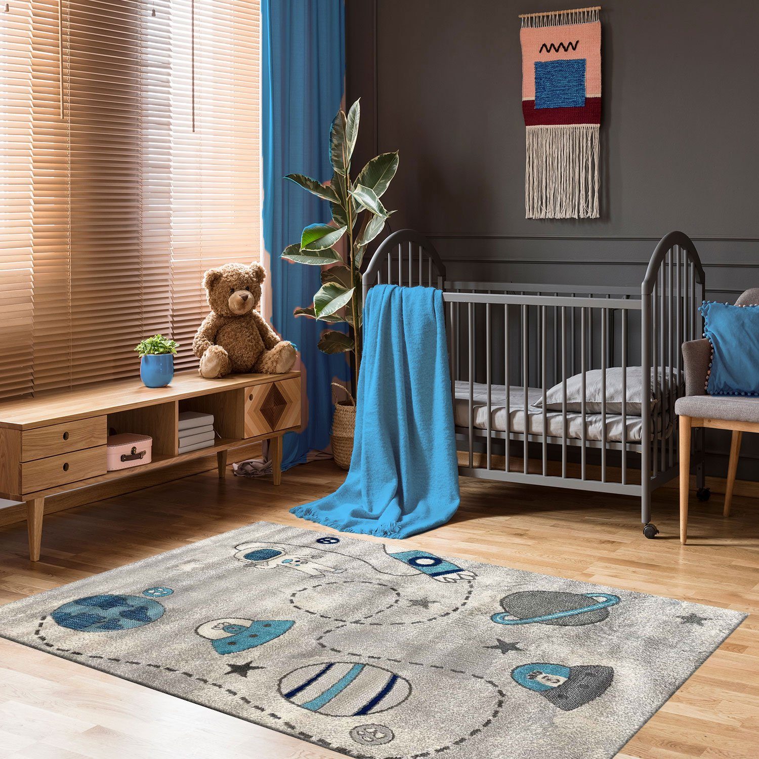 Vimoda Kinderteppich Kinderteppich Astronaut Weltall Muster günstig online kaufen