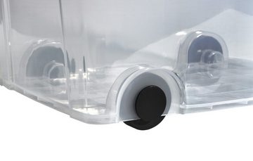 Logiplast Aufbewahrungsbox 3 Stück Premium Aufbewahrungsbox, 60 Liter (Spar-Set, 3 Stück), Lebensmittelecht, mit Rollen, transparent