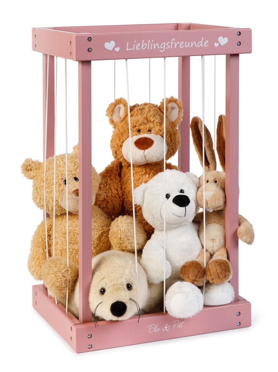 ELLA & PIET® Spielzeugtruhe Plüschtier-Box aus Holz zur Aufbewahrung von Kuscheltieren (Altrosa), Mein Zoo, Kuscheltieraufbewahrung, Spielzeugkiste, Spielzeugtruhe