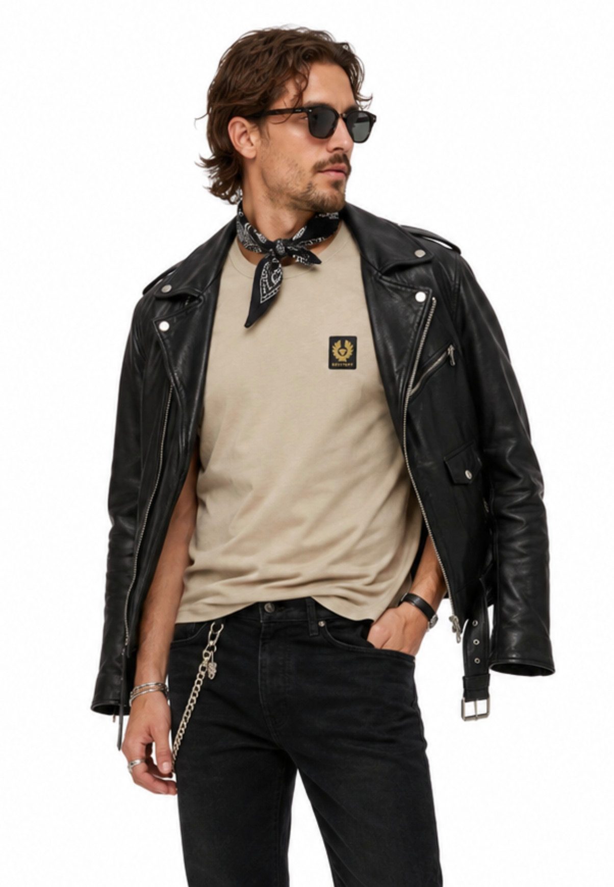 Belstaff T-Shirt Retro 1924 Phoenix Patch Regular Fit Shirt Gesticktem Rand versehener Phoenix-Patch auf der Brust