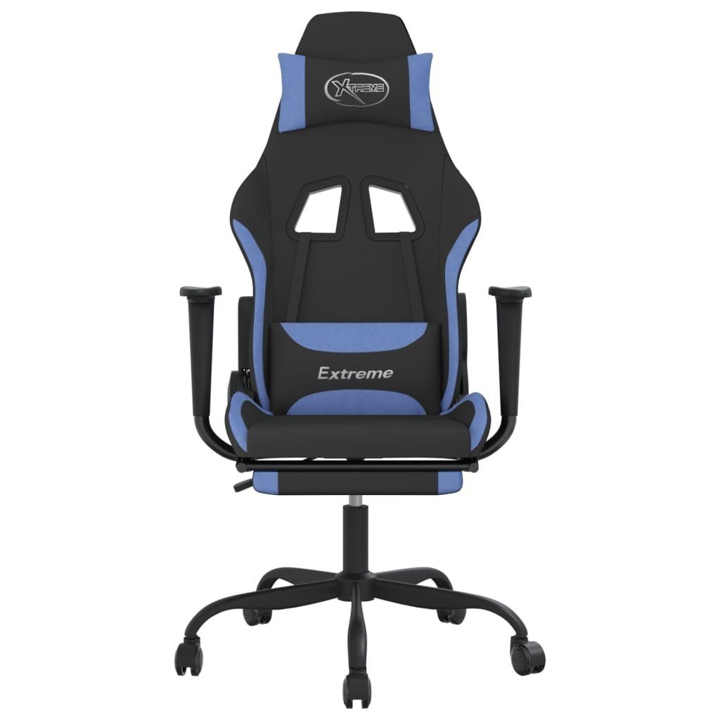 furnicato Gaming-Stuhl mit Massage und Fußstütze Stoff St) Blau & Schwarz (1