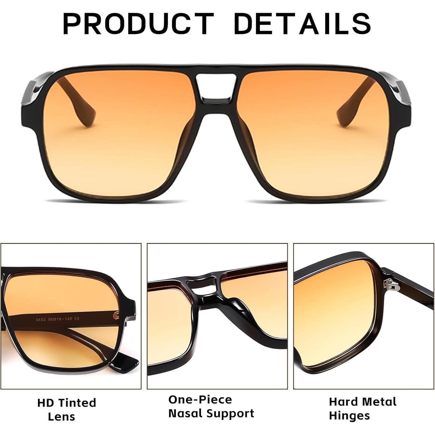 LuxusKollektion Retrosonnenbrille Sonnenbrille Pilotenbrille 70er Schwarz Gradient Orange 56 Millimeter – Bild 4 von 5
