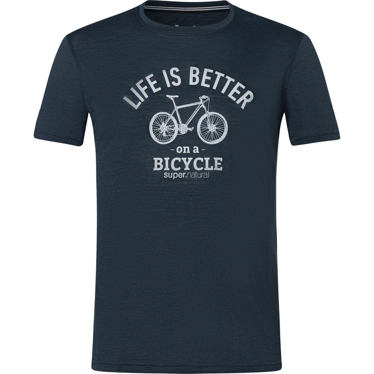 SUPER.NATURAL Kurzarmshirt M Better Bike Tee Atmungsaktives Merino T-Shirt mit UV-Schutz und Fahrradprint für