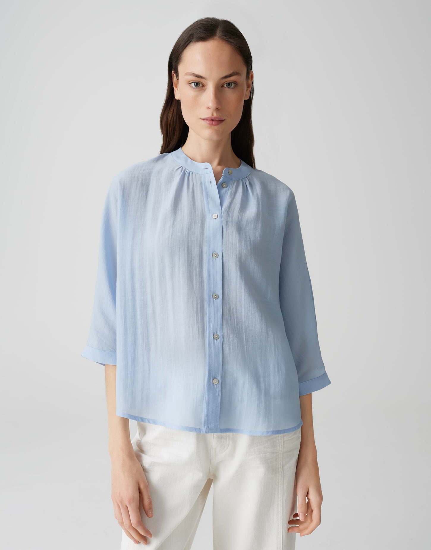 OPUS Damen Langarmbluse – FIDORA Loose Aus Nachhaltiger Baumwolle, Weite Passform