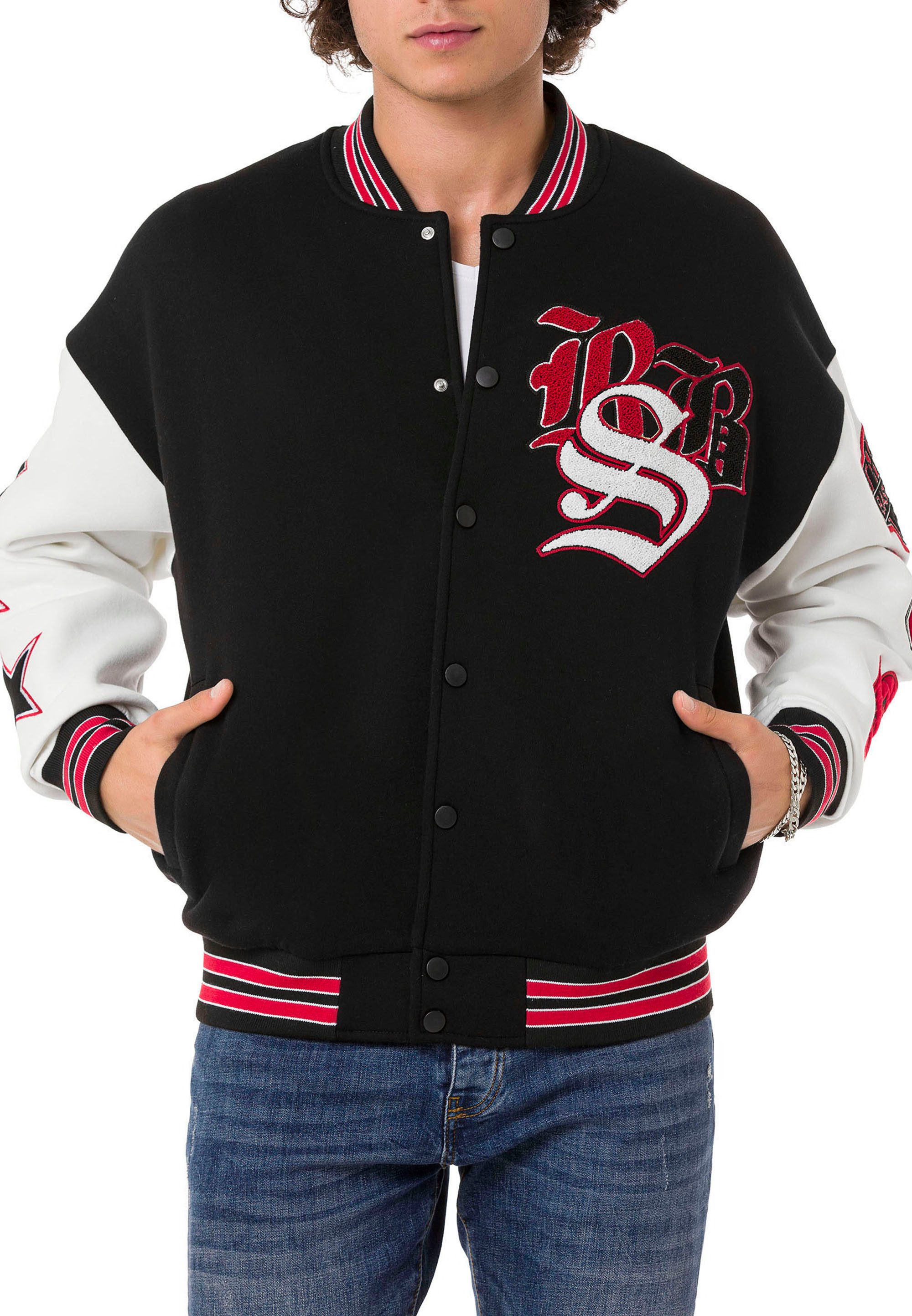 RedBridge Collegejacke im Retro-Look mit auffälligen Kontrastfarben