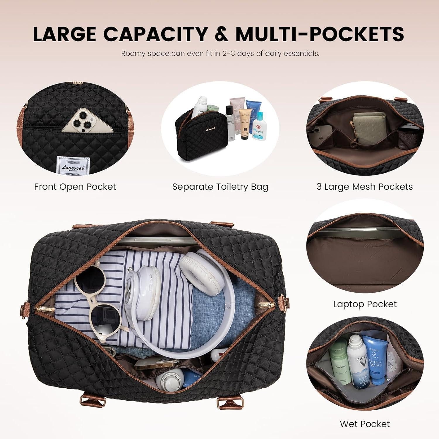 LuxusKollektion Reisetasche Reisetasche Damen Sporttasche Groß mit Schuhfach Nassfach Weekender