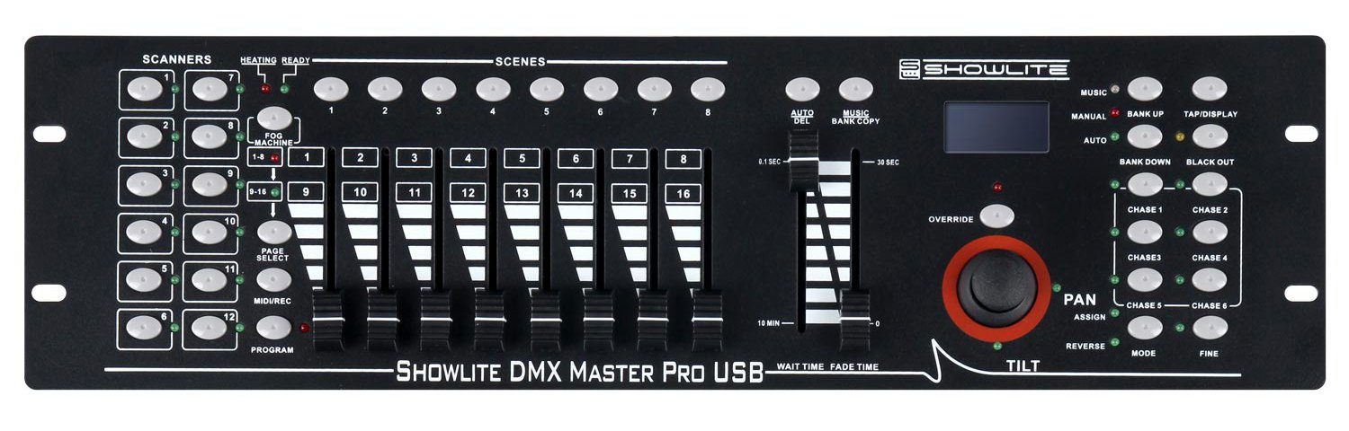 Master Kanal Controller Anschluss bis - USB Lichtanlage Showlite Max. Geräte, & Steuert Szenen Pro Midi-Input 12 192 DMX - 240 zu