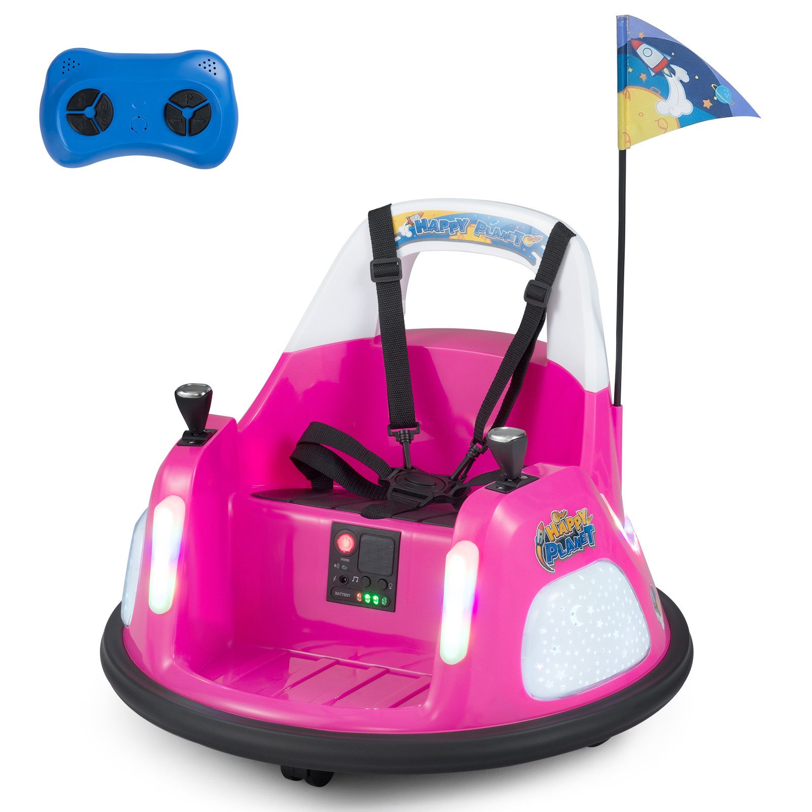 COSTWAY Elektro-Kinderauto, Belastbarkeit 25 kg, (1-tlg), 12V Autoscooter, 360° drehbar, Kinderauto mit Musik & Licht