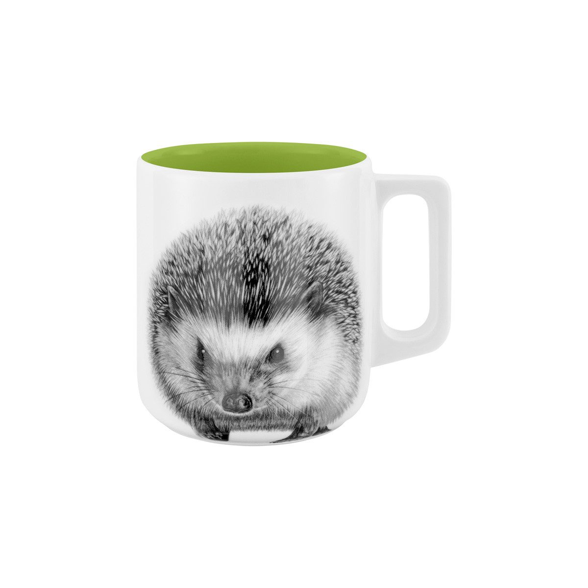 mittelpunkt. Tasse mit Henkel . innen farbig . Igel