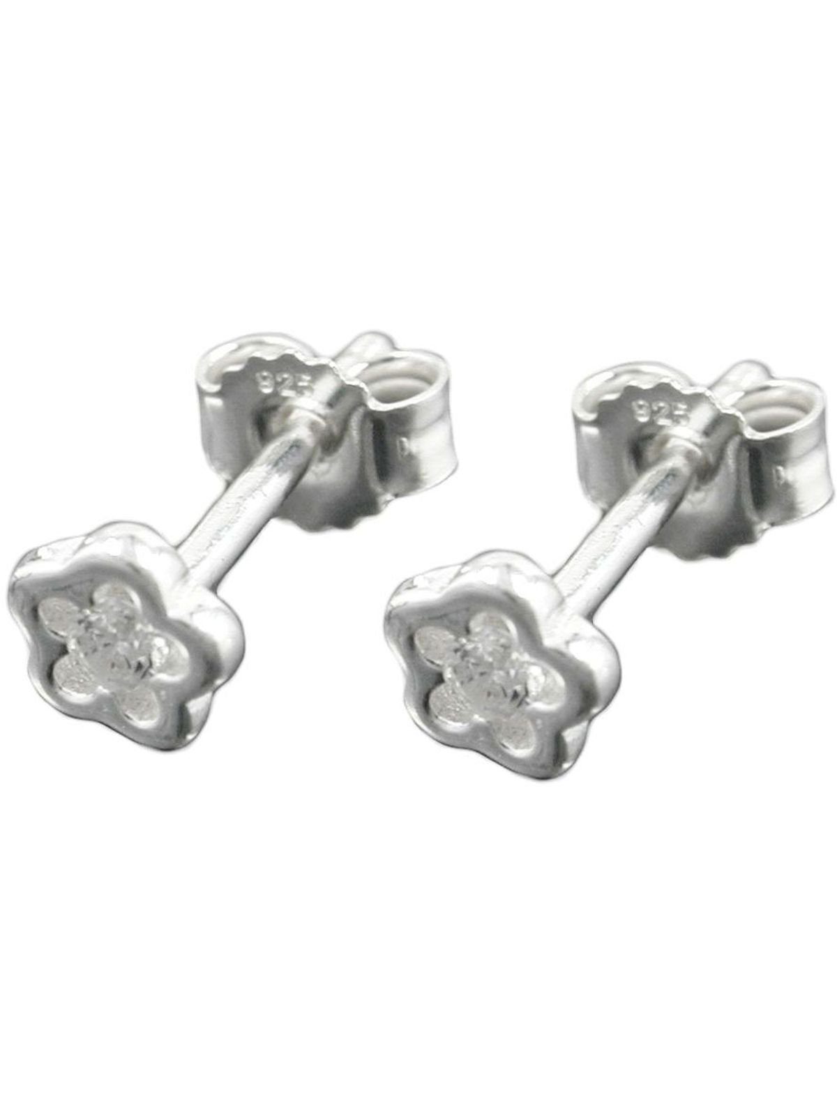 Gallay Paar Ohrstecker Ohrring 5mm Kinderohrring Blume mit Zirkonia Silber 925 (1-tlg)