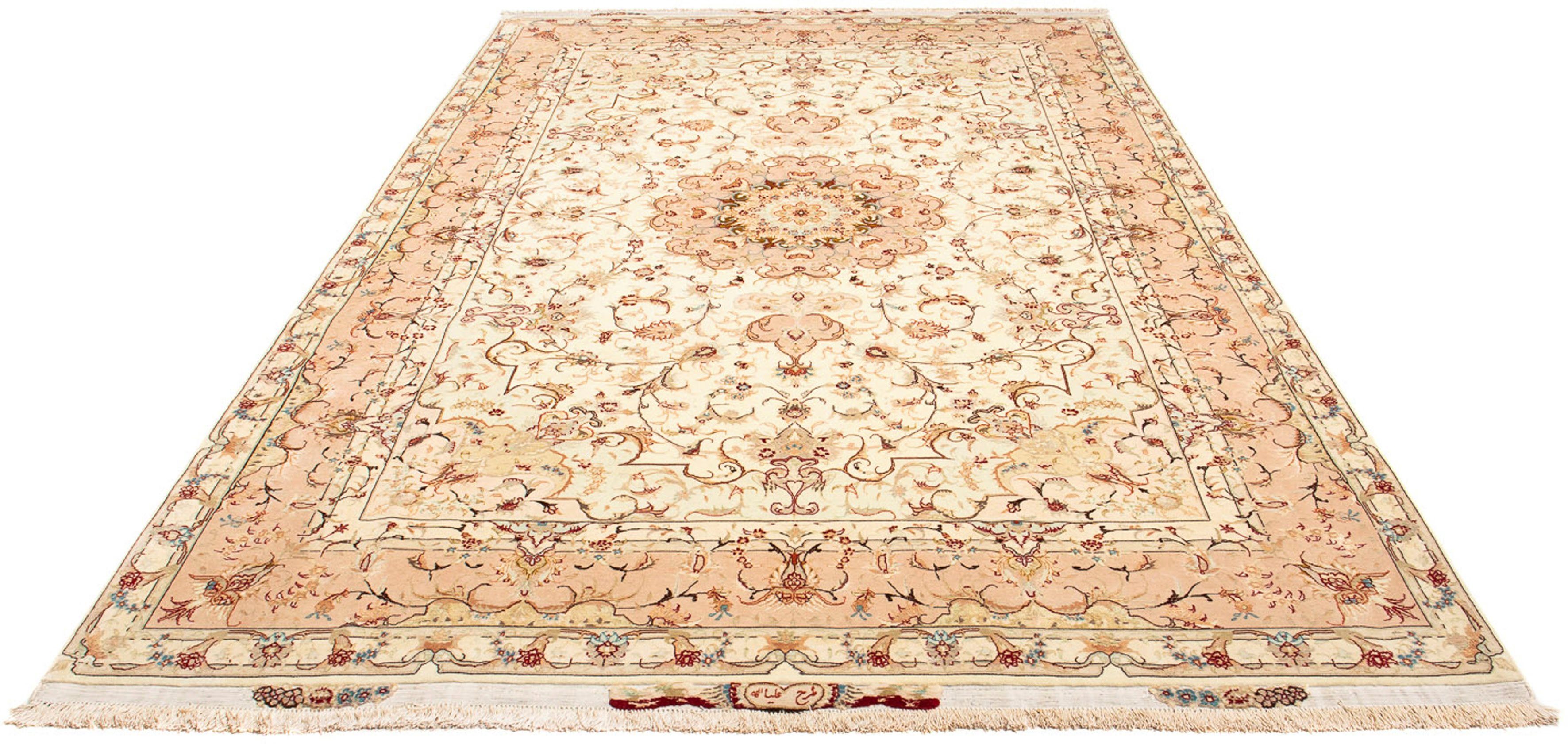 Orientteppich Perser - Täbriz - Royal - 310 x 200 cm - beige, morgenland, rechteckig, Höhe: 7 mm, Wohnzimmer, Handgeknüpft, Einzelstück mit Zertifikat