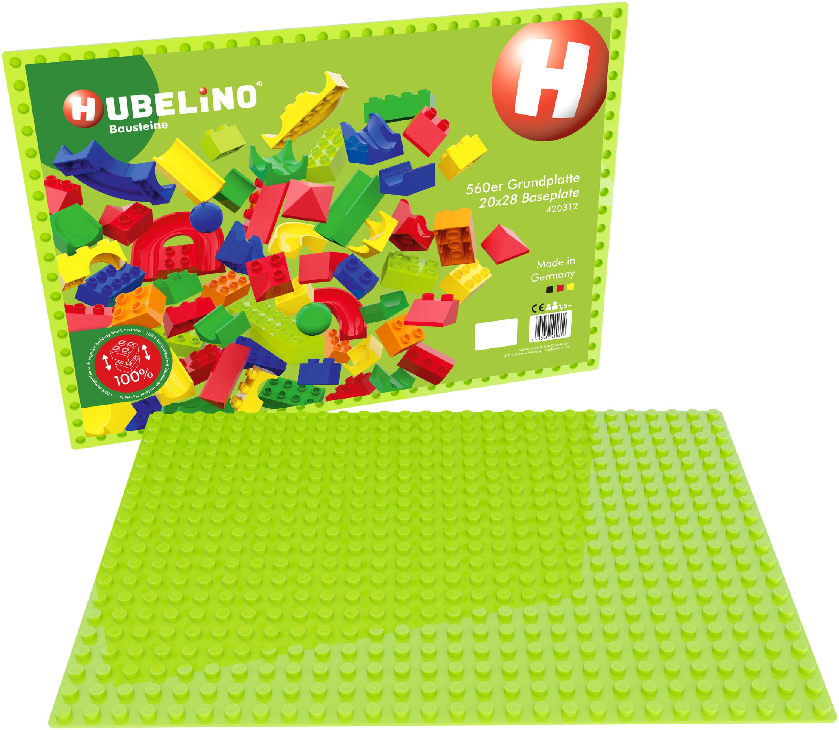 Hubelino Hubelino 560er Grundplatte hellgrün Spielbausteine, Made in Germany