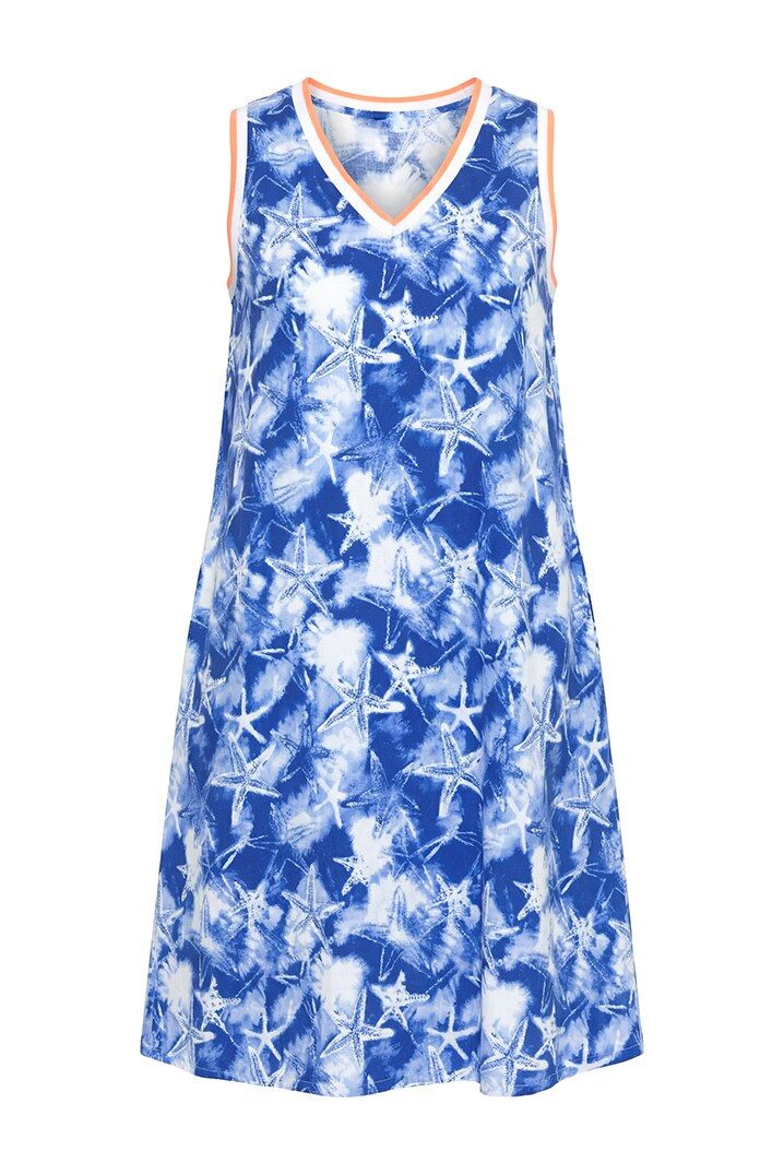Jerseykleid Viskose-Trägerkleid V-Ausschnitt A-Linie