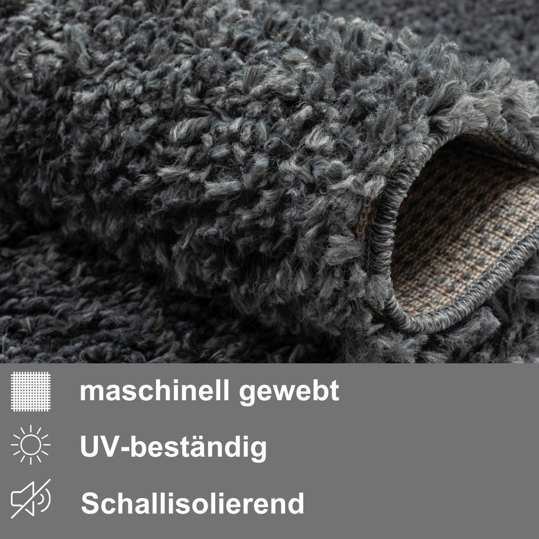 Myflair Möbel & Accessoires Hochflor-Teppich My Shaggy, rund, Höhe: 37 mm, Shaggy, Uni Farben, leicht glänzend, Microfaser, extra flauschig