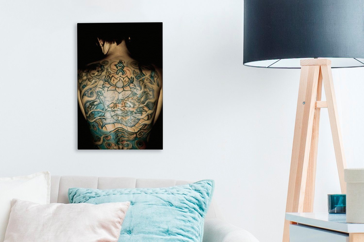 Zackenaufhänger, St), Jemand 20x30 Gemälde, (1 bespannt OneMillionCanvasses® bunten Tattoos, Leinwandbild Leinwandbild fertig cm mit inkl.