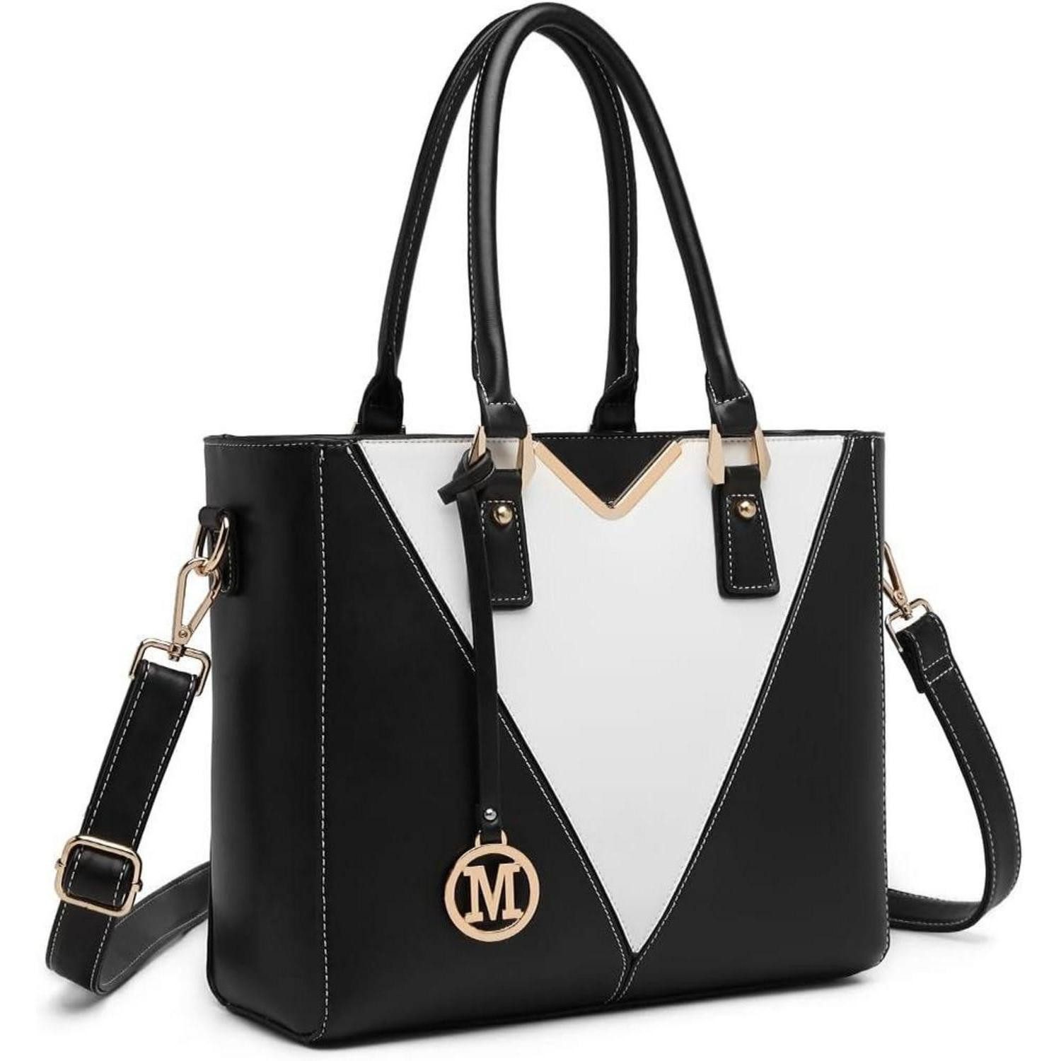 Handtasche Damen Handtasche V-Design Schultertasche Shopper Schwarz