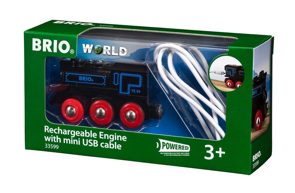 BRIO® Spielzeugeisenbahn-Lokomotive Brio World Eisenbahn Lok Schwarze Akku-Lok mit Mini-USB 33599