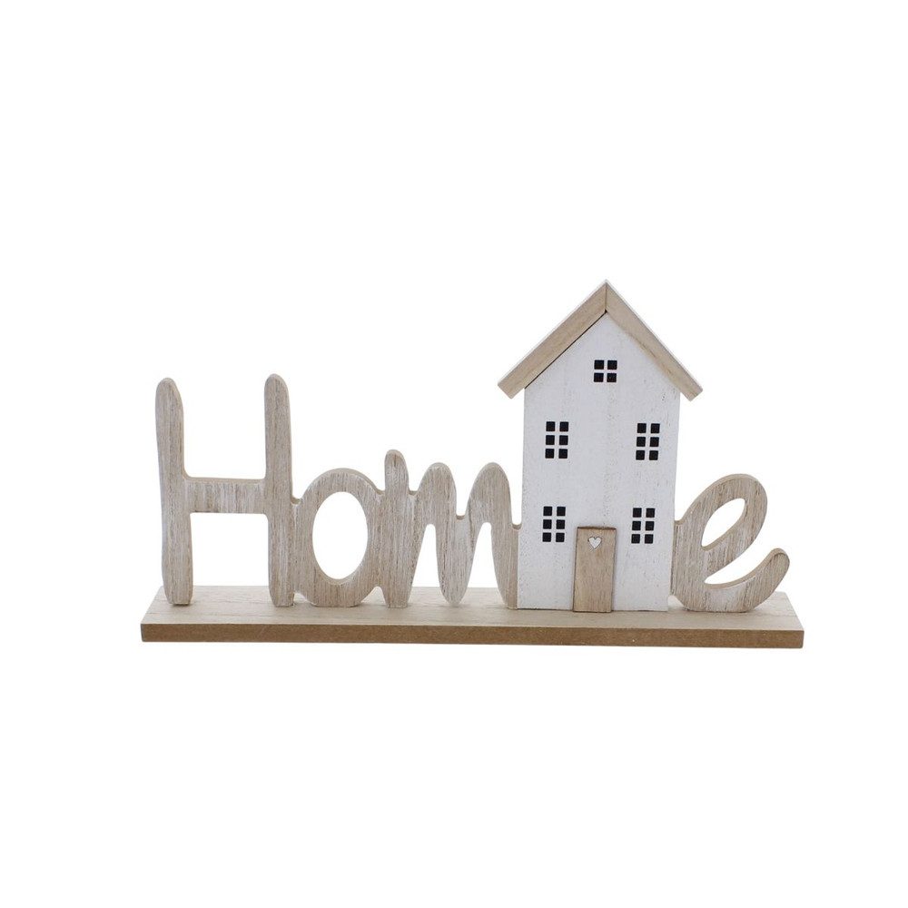 Dekoobjekt Schriftzug - Home - mit Haus - aus Holz - ca. 30 x 5 x 15,5 cm