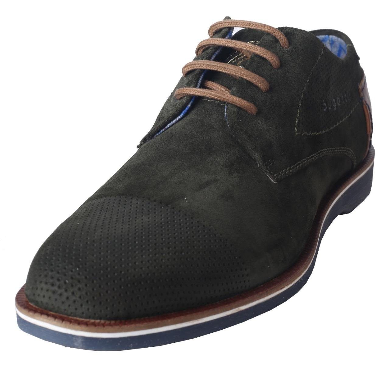 bugatti »Melchiore« Schnürschuh mit kontrastfarbenem Halbschuhe BUGATTI Braun Leder Textil Herren Schuhe Bugatti
