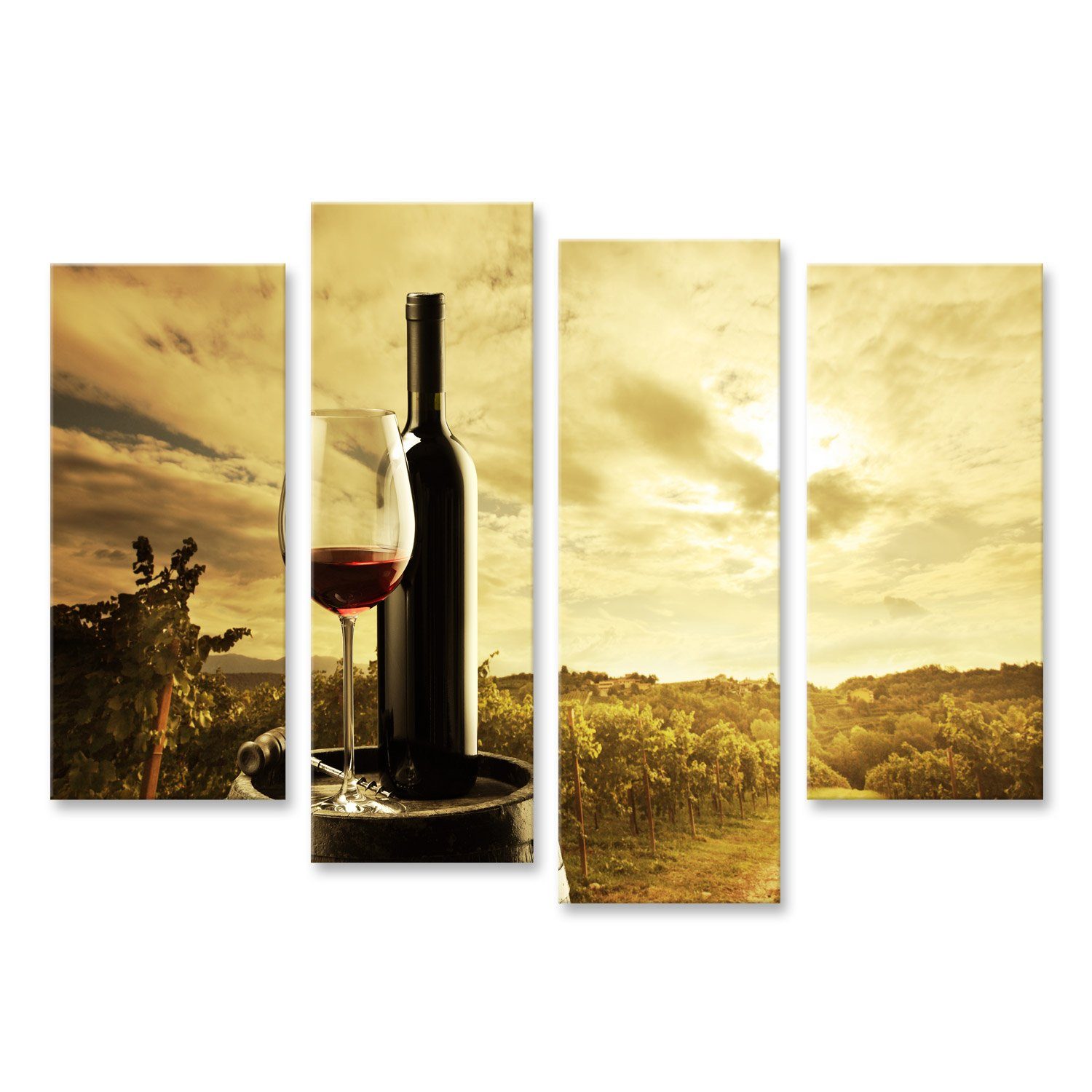 Leinwandbild Bild auf Leinwand Weinberg Sonnenuntergang Wandbild Poster Kunstdruck