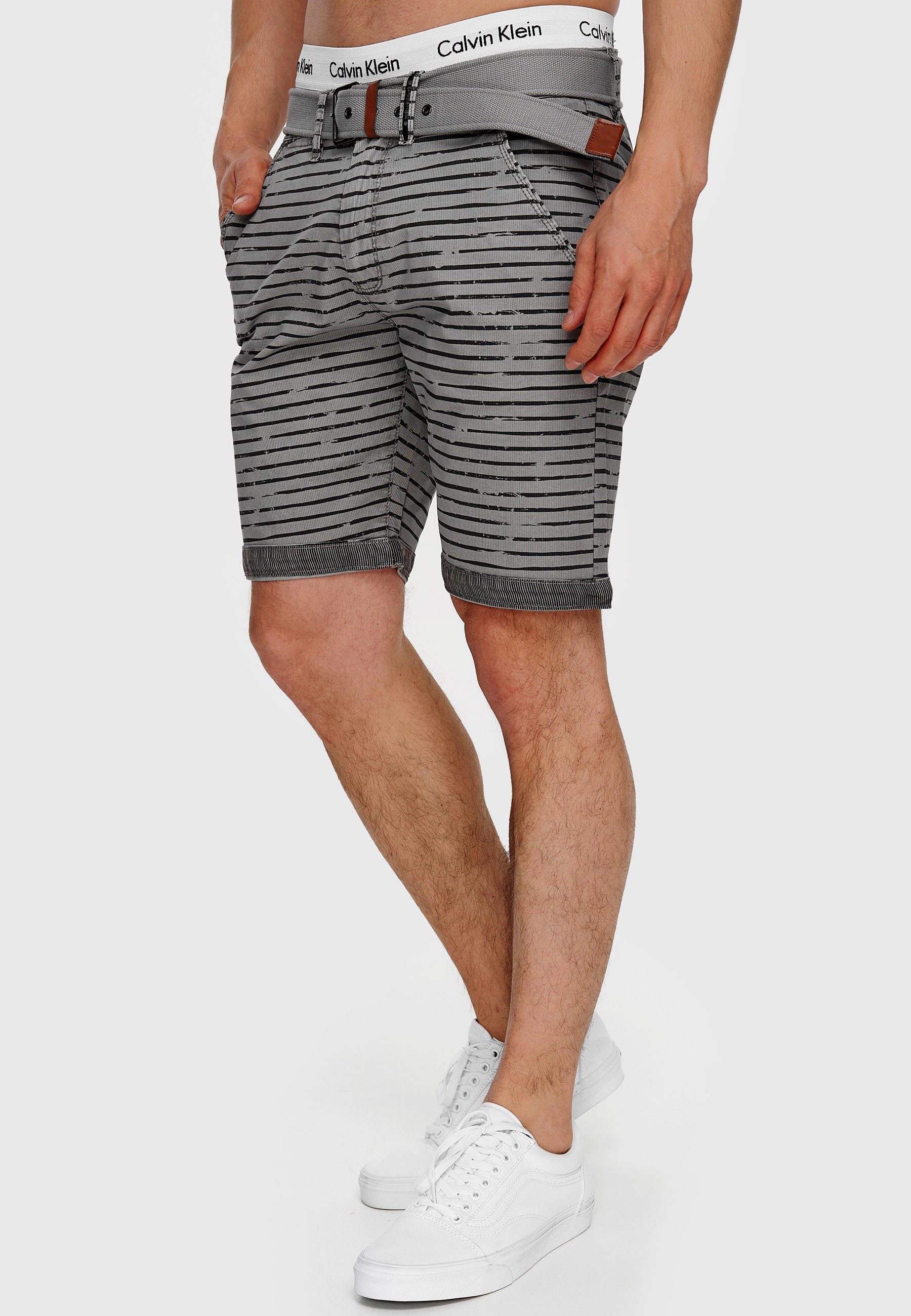 Indicode Chinoshorts Herren Arroyo Chino Shorts Herrenshorts mit auffälligem Streifenmuster