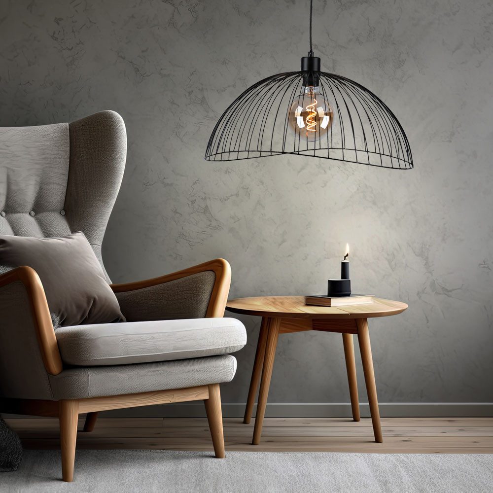 LeuchtenDirekt Hängeleuchte, Leuchtmittel nicht inklusive, Retro Käfig Hänge Decken Lampe Wohn Zimmer Vintage Pendel
