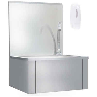 vidaXL Granitspüle Handwaschbecken mit Wasserhahn und Seifenspender Edelstahl, 34/40 cm