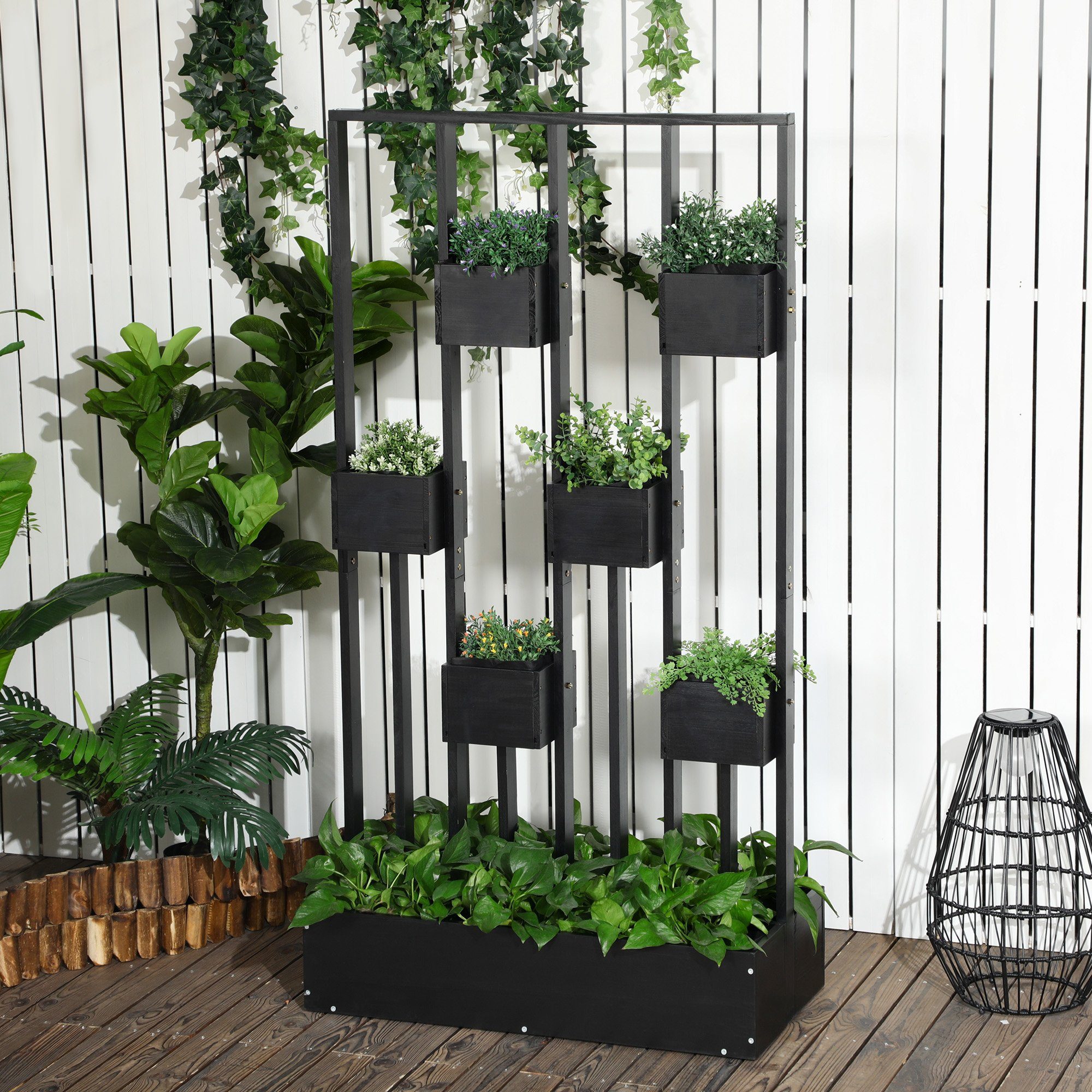 Outsunny Hochbeet Pflanzkasten-Kombination mit Standrahmen (Blumenkasten, günstig online kaufen