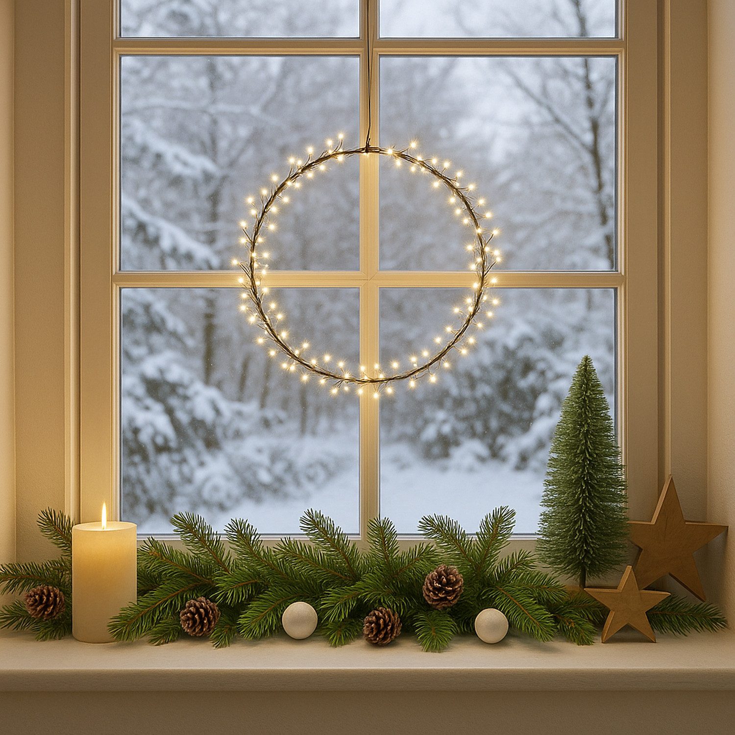 MARELIDA Dekokranz LED Kranz Türkranz Weihnachtskranz Lichtkranz 90LED D: 2 günstig online kaufen