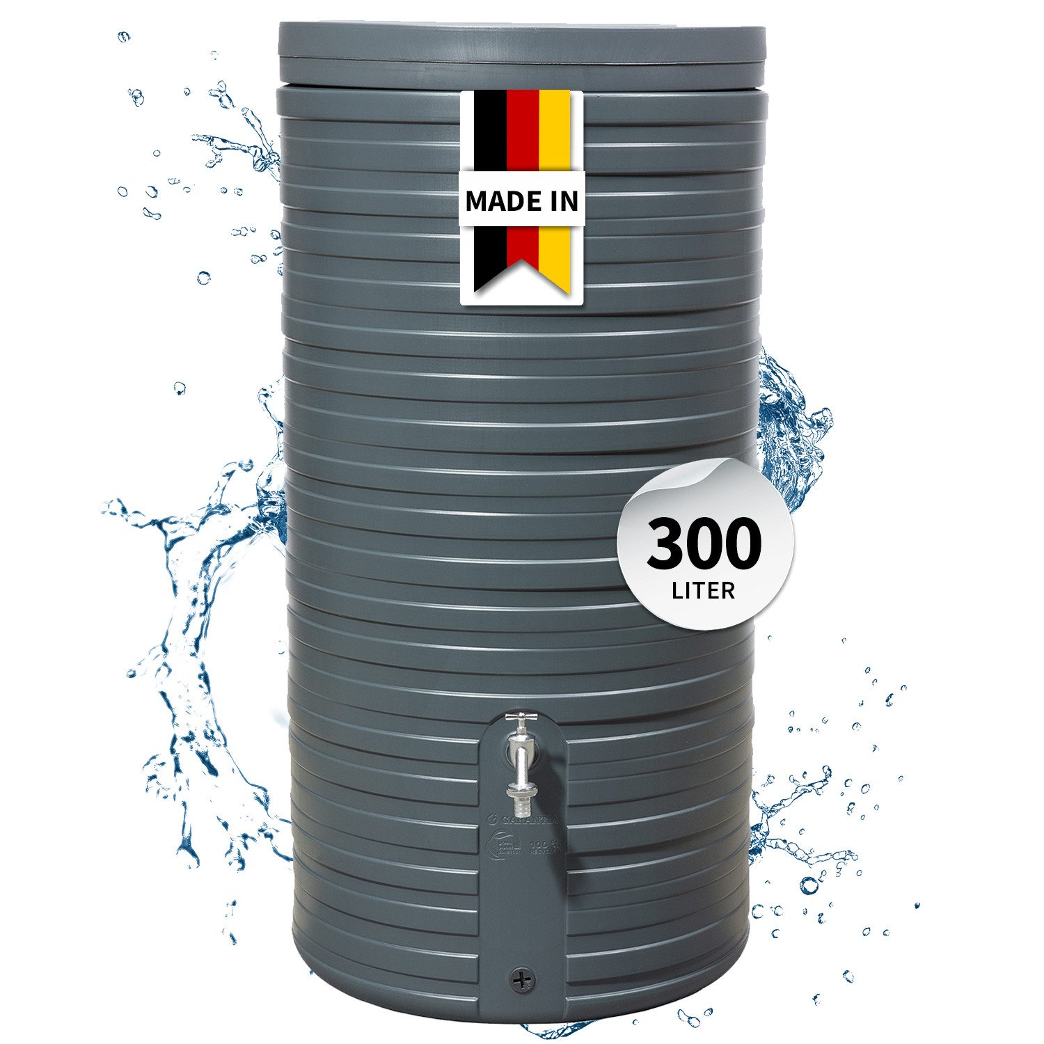 GARANTIA Regentonne NORDIC Regentonne 300 Liter graphite grey inkl. Deckel, 300 l
