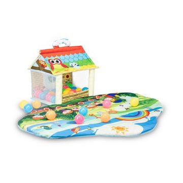 lionelo Spielmatte IMKE, Lernmatte Haus für Bälle Spielzeug Rasselkette
