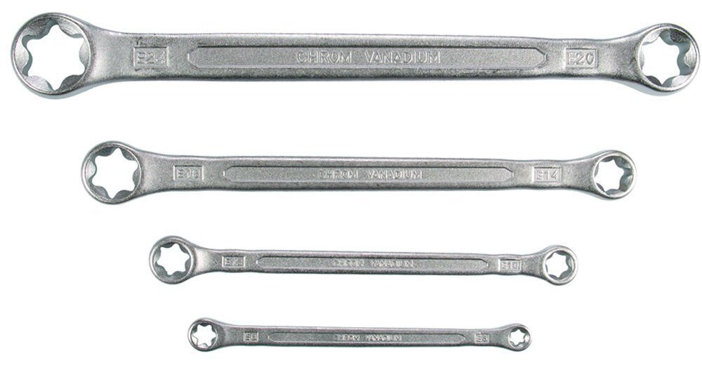 FAMEX Ringschlüssel 10360-4 Doppel-Ringschlüssel Satz (Schraubenschlüssel, 4 St), aus hochwertigem Chrom-Vanadium Stahl, verspricht hohe Standzeiten