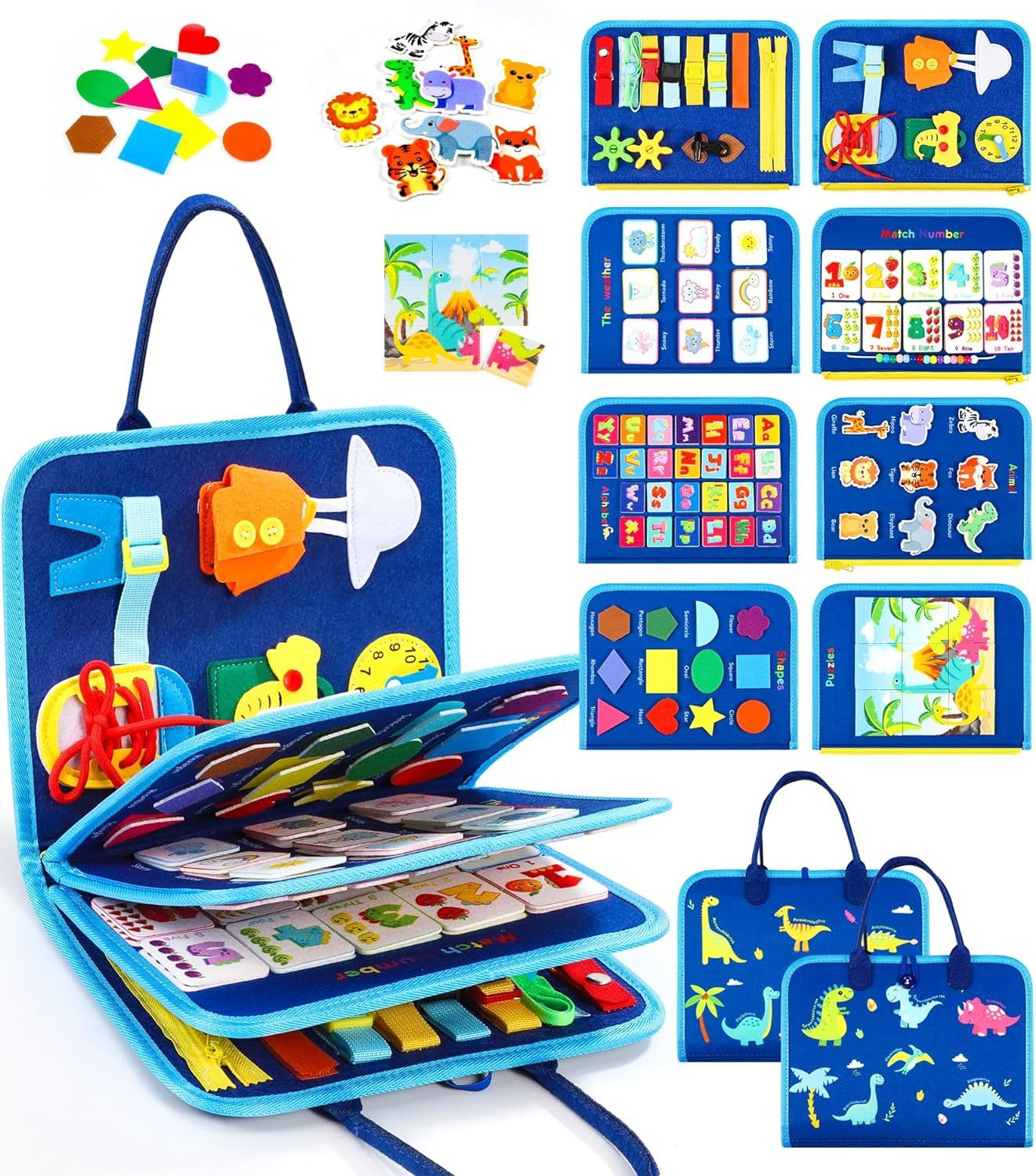 POPOLIC Lernspielzeug Busy Board für Kinder - Activity Board Montessori Spielzeug (Motorik Lernspielzeug Kleinkind Sensorik Spielzeug Quiet Book), für 1 2 3 4 5 Jahre Junge und Mädchen