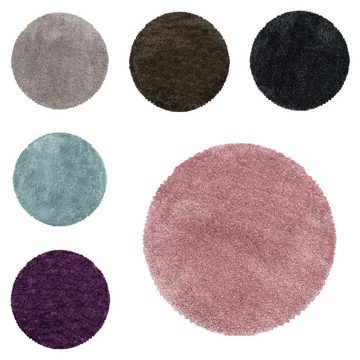 Teppich Unicolor - Einfarbig, Teppium, Rund, Höhe: 30 mm, Runder Teppich Wohnzimmer Einfarbig Shaggy versch. farben und größen
