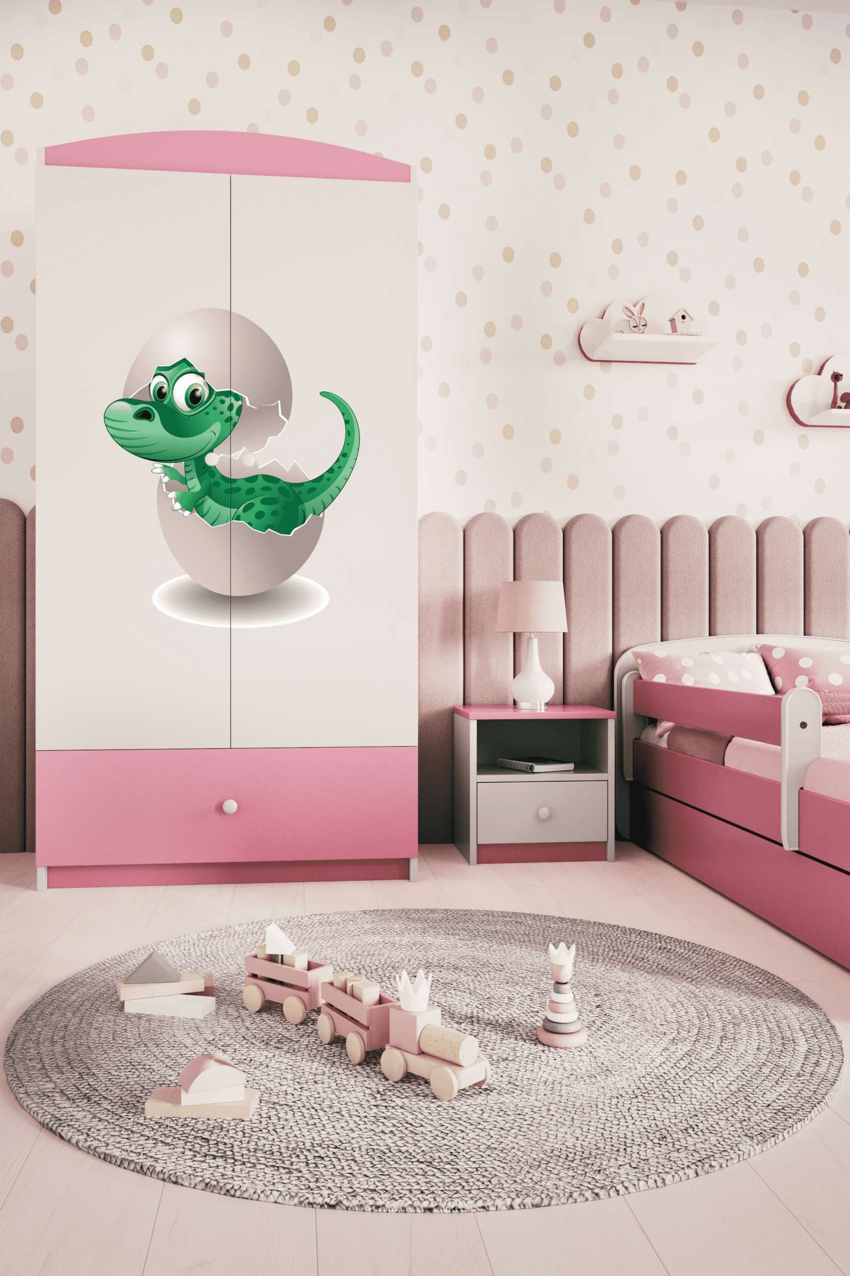 99rooms Kinderkleiderschrank Dreams Motiv IV (Kleiderschrank, Schrank) Modern, Zertifikate und europäische Hygienestandards der Klasse E1