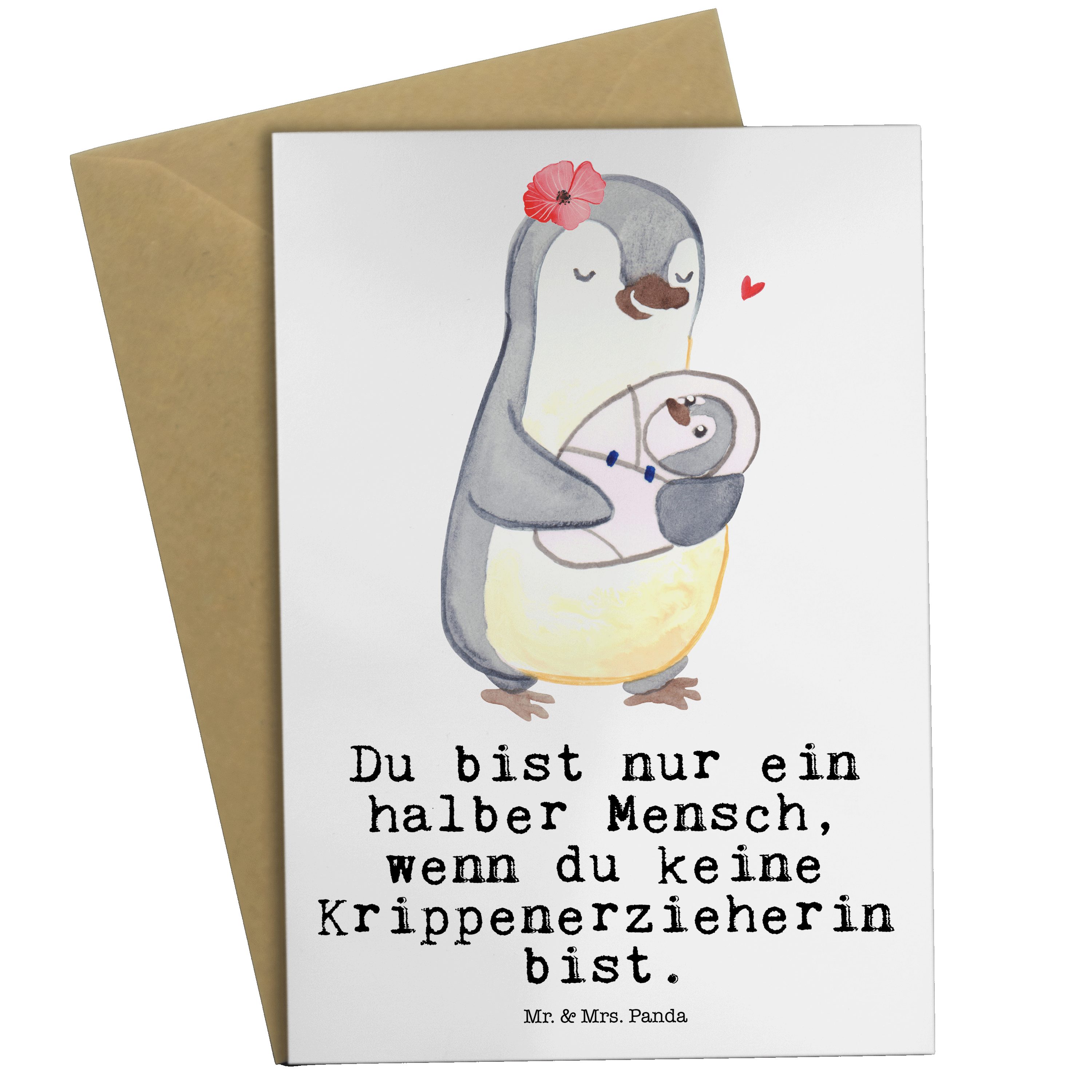 Mr. & Mrs. - Geschenk, Grußkarte KITA mit Weiß - Krippenerzieherin Herz Pädagogin, Rente, Panda